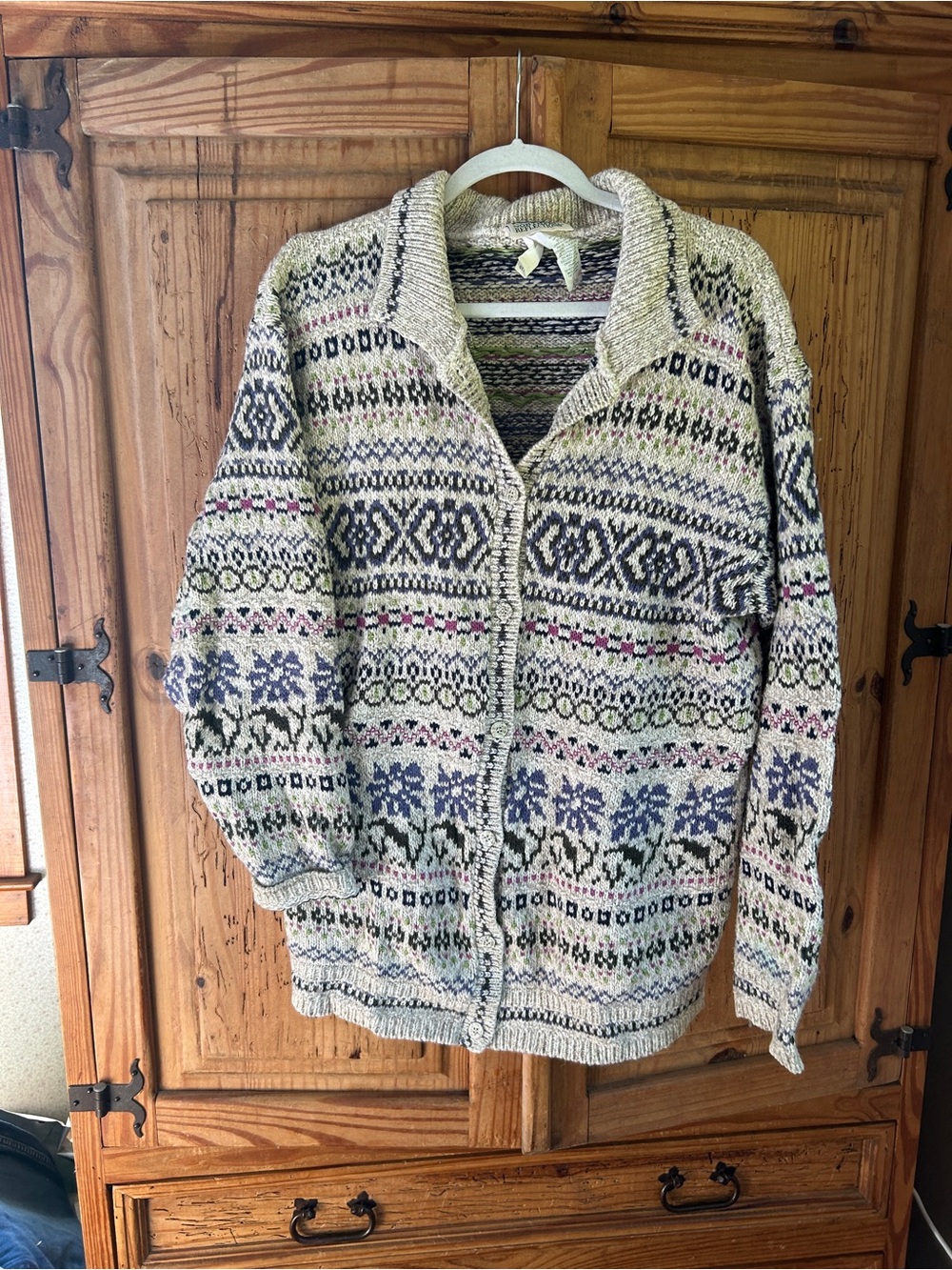 Northern Reflections Cream Multi Fair Isle Shawl-Collar Cardigan